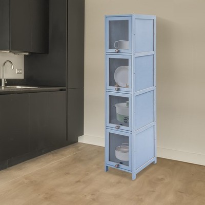 4-Tier Grey Storage Cabinet for Corner Space - Durable & Stylish Organizer