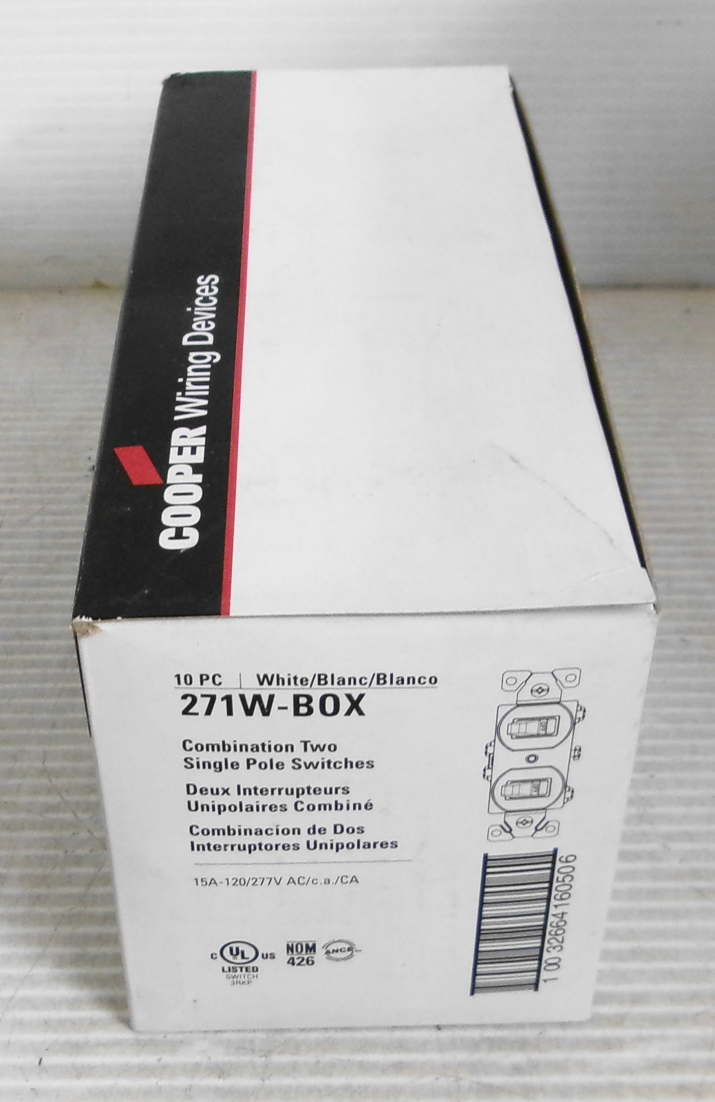 Cooper 271W-BOX Combination Two Single Pole Switches 15A 120/277VAC (Lot of 10)