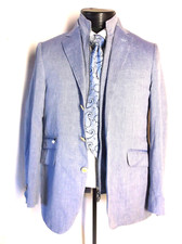 Corneliani Casual Jacket Light Blue Textured Detachable Chest piece Italy 36R