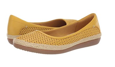 clarks flats yellow