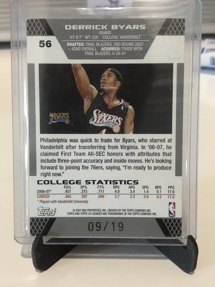 Andre Iguodala & Derrick Byars - 2007/08 Topps Co-Signers Silver Green 9/19 - Image 2 of 2