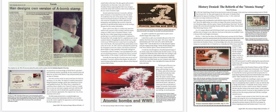 ATOMIC BOMBS END WWII - RESCINDED 1995 "STAMPS" - 4 DIFF TYPES (COMPLETE SET) - Image 3 of 3