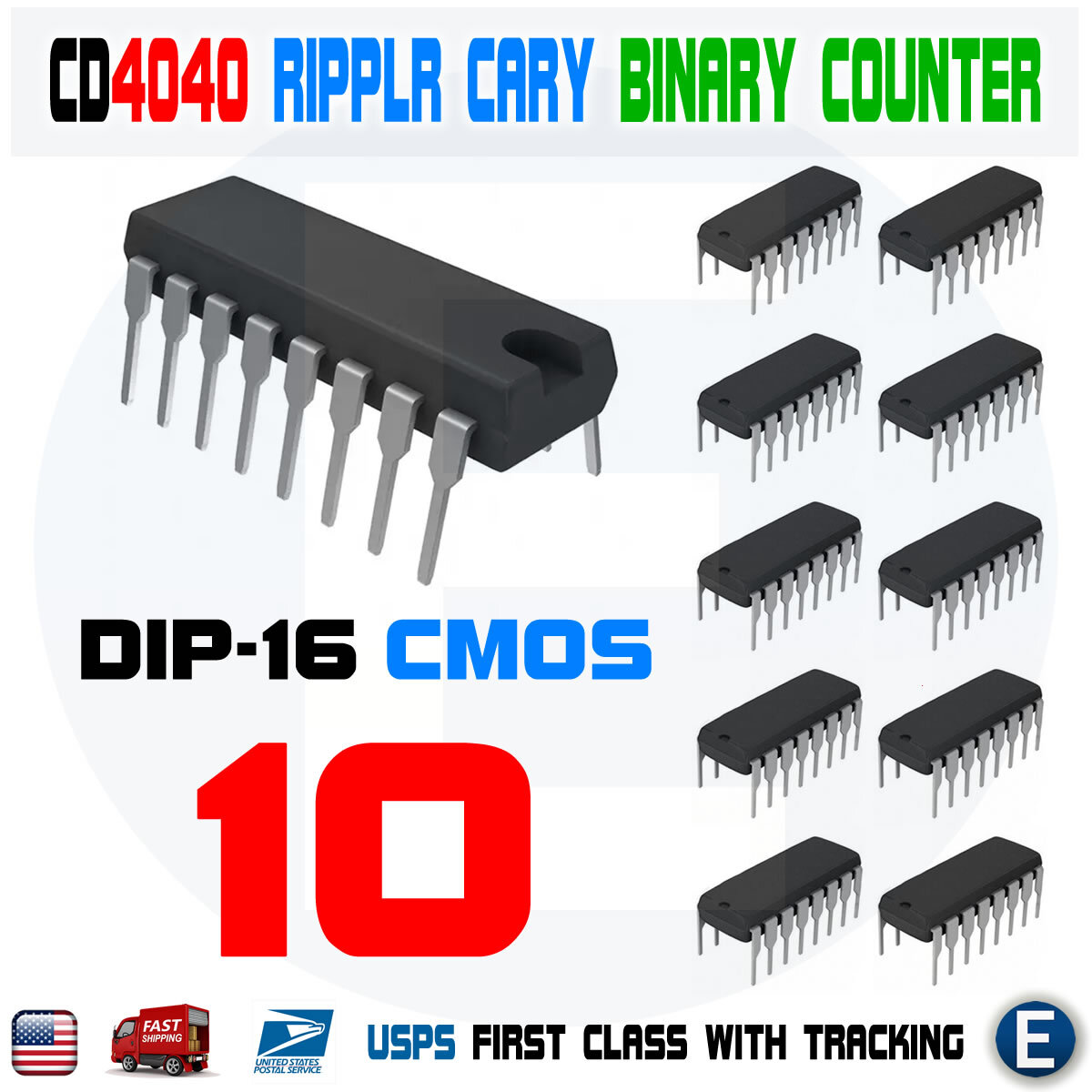 10PCS CD4040 4040 Ripple-Carry CMOS 12-Stage Binary Counter/Divider IC USA