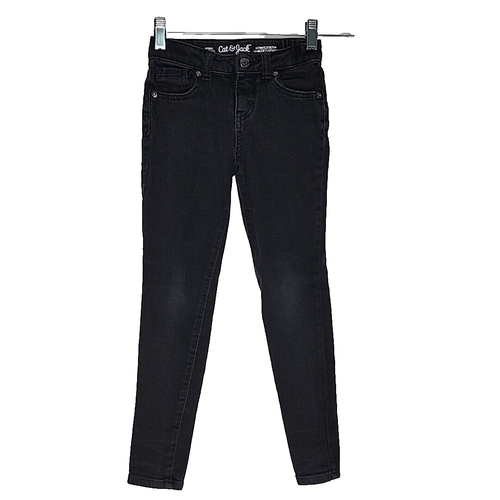 Cat & Jack Girl's Skinny Jeans Size 6X Adjustable Waist Stretch Black Denim