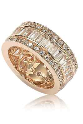 Suzy Levian 14K Rose Gold Plated Sterling Silver Baguette Eternity Band Size 6.5