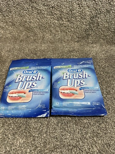 (2) 12 Confezioni Salviette Denti Oral-B Brush-Up Singole Nuove Vecchio Stock 24 Conteggi - Foto 2 di 3