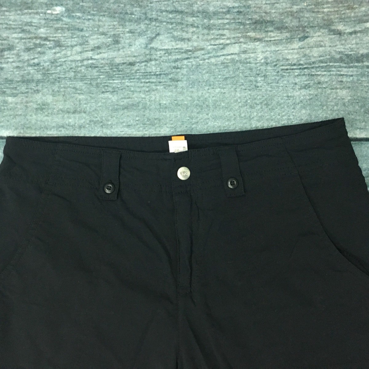 Women's LUCY Crop Roll Up Nylon Spandex Pants Black Size 6
