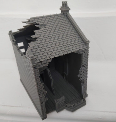 Zerstörtes 28mm Einfamilienhaus mit Schuppen Wargaming Gebäude Tabletop Gaming
