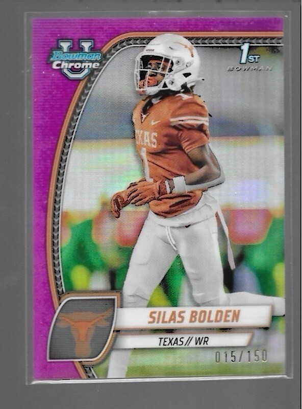 2024 Bowman University Silas Bode Fuchsia Refractor /150 1st Texas Card