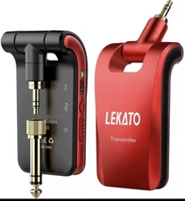 LEKATO 2.4GHz WS-60 Wireless Guitar System Transmitter Receiver 1/4" & 1/8" Plug