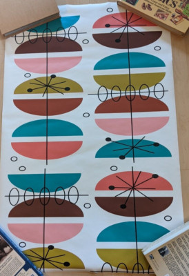 7 Rolls Spoonflower Mid Century Modern Atomic Retro Wallpaper Prepasted 24'' x 38