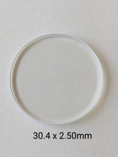 Round flat watch mineral glass crystal 30.4 x 2.50mm thick x 1 piece - Picture 1 of 4