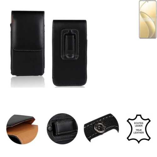 Leather belt pouch protective cover for Realme 12 Pro+ black Case Slim - Afbeelding 1 van 6