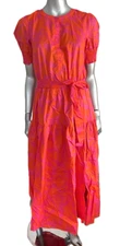 Joules Womens Amelie Maxi Summer Cotton Dress size 18 Red Orange Magenta Flower
