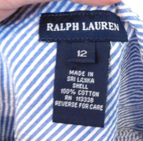 Ralph Lauren Girls Size 12 Blue and White Striped Seersucker Pleated Skort - Picture 7 of 7