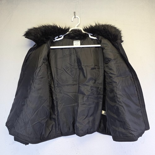Old Navy Puffer Jacket Womens 2XL Black Faux Fur Collar Quilted Y2K Coat Boho - Picture 4 of 20