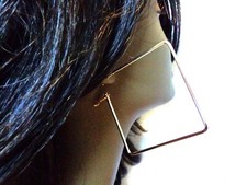LARGE SQUARE HOOP EARRINGS 3 INCH HOOP SHINY GOLD TONE HOOP EARRINGS