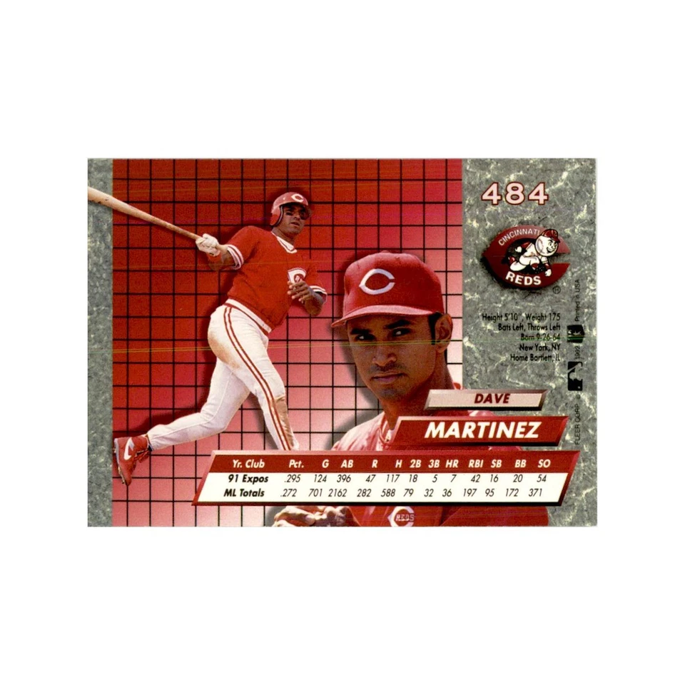 1992 Fleer Ultra Dave Martinez Baseball Cards #484 - Image 2 of 3