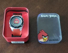 MZB Silver Tone Angry Birds Watch Red Silicone Band NIB