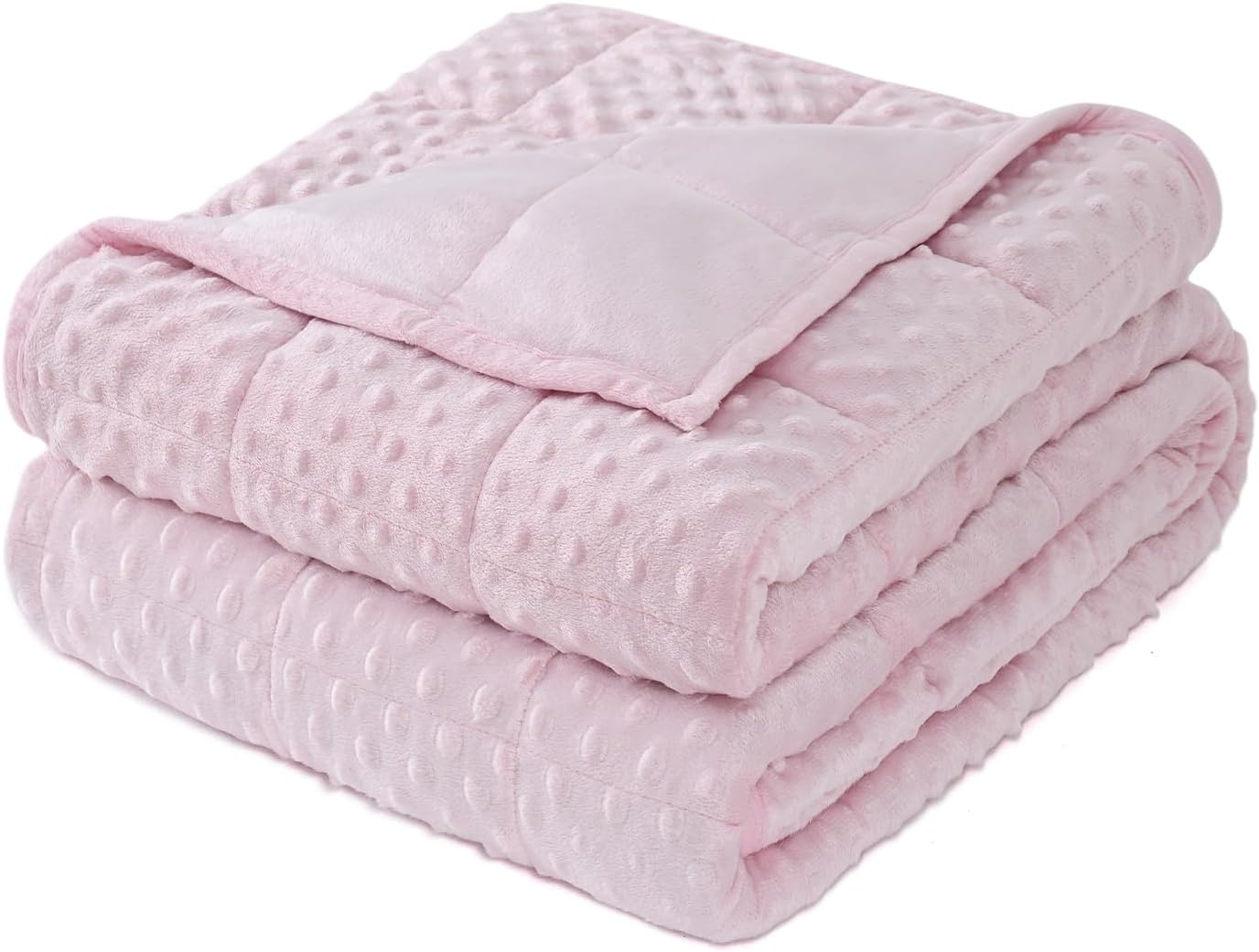 Minky Dot Weighted Blanket for Adults Queen Size 15 Lbs, Soft Cozy Heavy Blanket