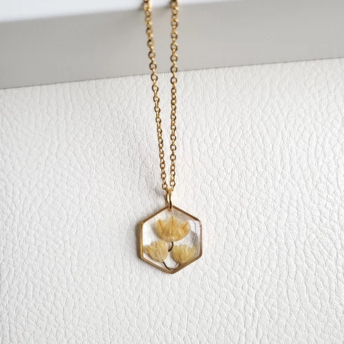 Pressed Flower Necklace| Dried Flower Pendant | Lily of the valley Necklace 