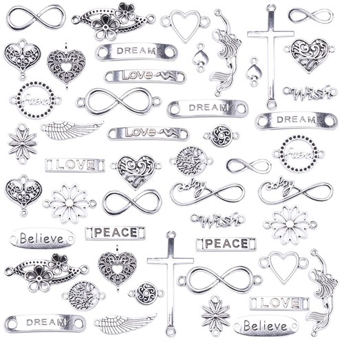 50 piezas de dijes para hacer joyas, collares, pulseras, manualidades. - 第 1/6 張圖片