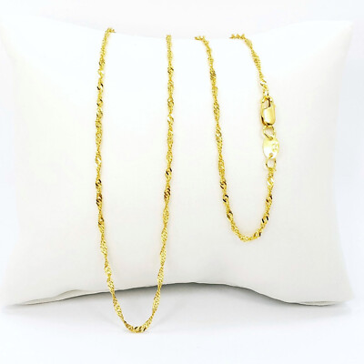 22K Solid Yellow Gold Singapore Chain Necklace 18'' Thickness 1.5mm Hallmark 916
