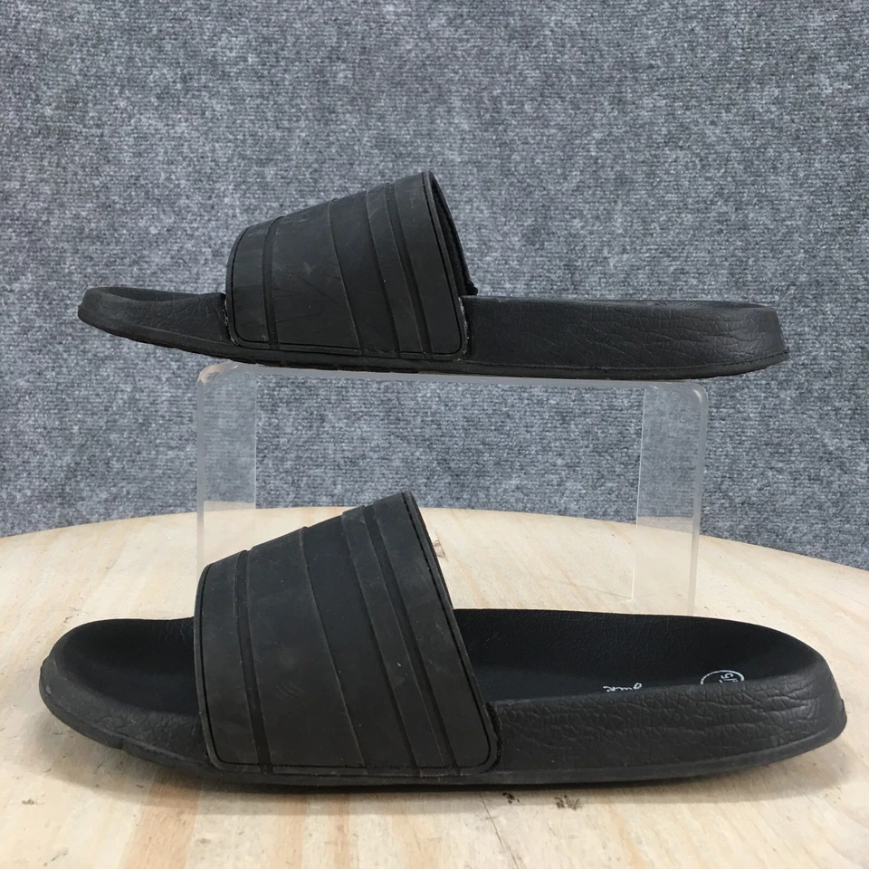 Cat & Jack Sandals Youth 4 Womens 5.5 Open Toe Slide Flats Comfort Black Slip On - Imagem 2 de 4