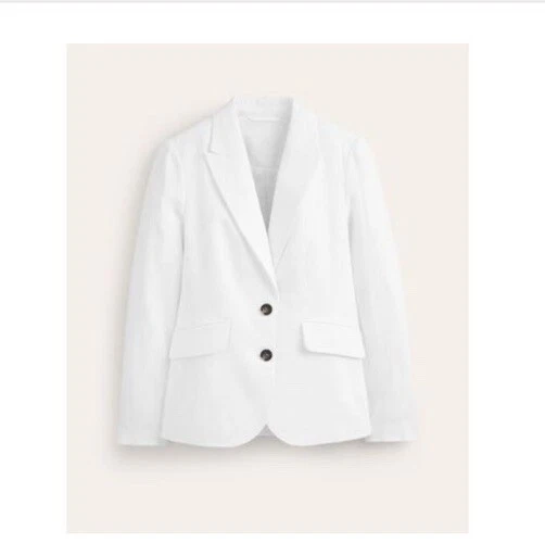 NUEVO Blazer Boden para mujer Marylbone de lino blanco 10R Foto 3 de 4