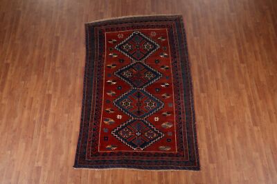 Antique Wool Russian Kazak Vegetable Dye Hand-knotted Carpet Area