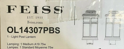 Feiss OL14307PBS Newport 1 Light 19" Painted Brushed Steel Outdoor Post Lantern - Picture 1 of 2
