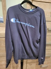 Champion Men's Athletics Powerblend Fleece Crew Script Logo Navy - Men's XL