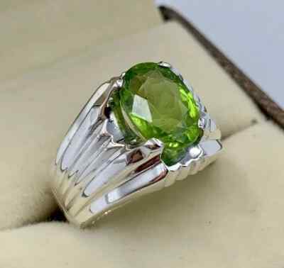 Natural Pakistan Peridot Ring Unheated Untreated Rich Vived green peridot ring