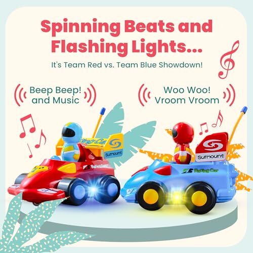 Set of 2 Remote Control Car, Remote Control Toys, Toddler Boy Toys, Blue/Red - Picture 7 of 8