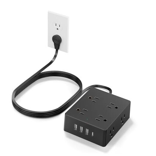 Surge Protector Power Strip,  Ultra Thin Flat Plug Extension 5 FT Type B (90°)-image