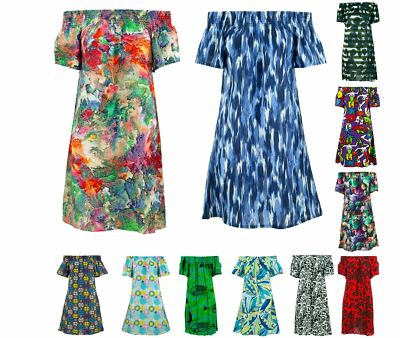Gerafftes bequemes Kleid Loud Originals Damen Ladies Sommer S-XXL bunt hell