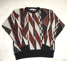 Vintage Jantzen Abstract Design Red Sweater Sweatshirt Made In USA Size XL