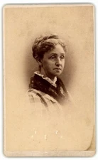 Antique CDV Circa 1870s W.A. Webster Lady In Dress Waltham MA