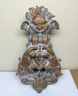 Vintage Renaissance Style Bronze Door Knocker With Cherubs & Medici Coat of Arms