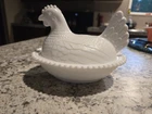 Vintage Indiana Glass HEN ON NEST Milk Glass Covered Candy Dish HON 7" White