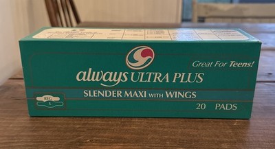 Vintage Always Maxi Plus Maxi w/ Wings 20 Ultra Thin Pads 1991 Sealed NOS