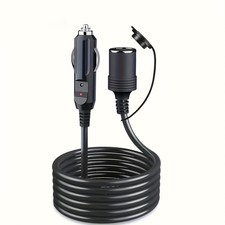 Car Cigarette Lighter Extension Cord -Heavy-Duty for Powering GPS, Fridge  More
