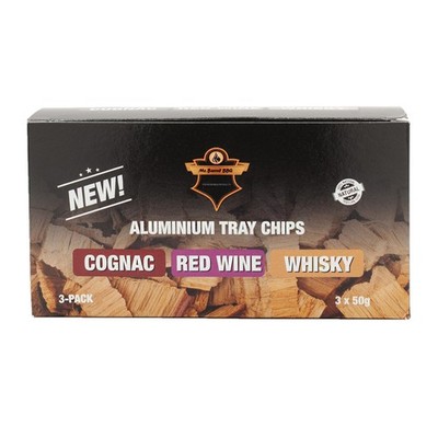 Mr. Barrel BBQ Smoking Chips S Red Wine, Cognac und Whiskey, 3-er Set