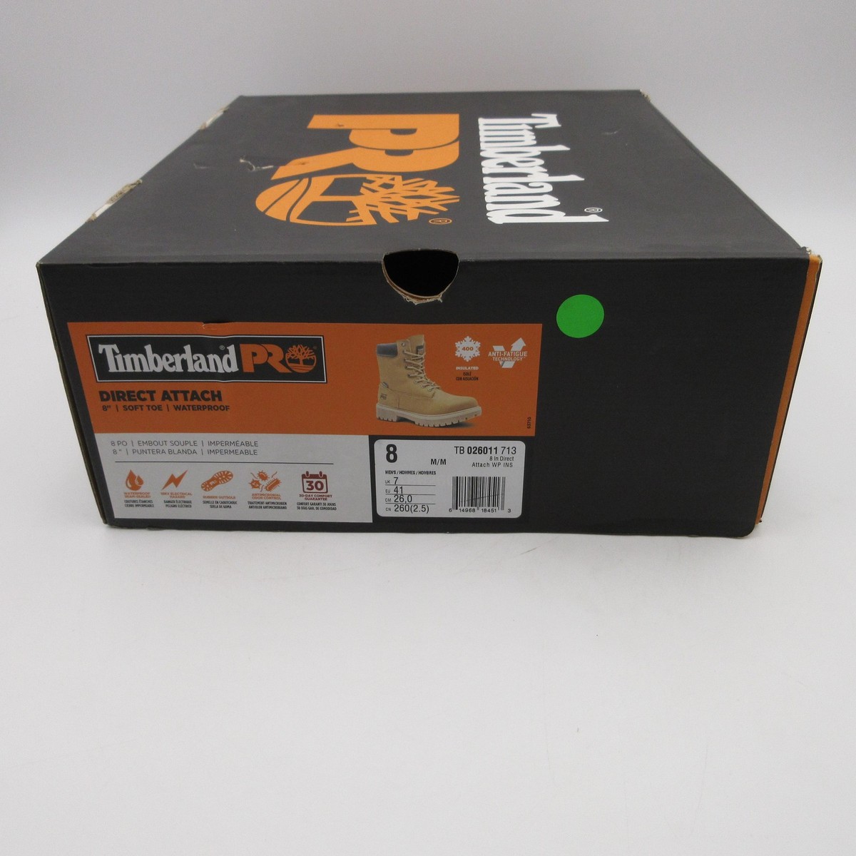 Timberland PRO Boots Mens Size 8 Direct Attach 8in Waterproof Work