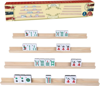 Set de 4 bandejas de madera para fichas ideal para mahjong domino y mas juegos