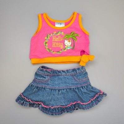 Build A Bear Hello Kitty rosa orange Top und Jeansrock Outfit Sanrio Set