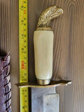 EXCELLENT! Post Civil War Bone Handle Eagle Head Bowie Knife w/Custom Sheath
