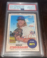 2017 TOPPS HERITAGE NOAH SYNDERGAARD REAL ONE AUTO RED INK 67/68 PSA 10 GEM MINT