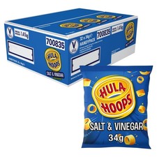 32 Pack Hula Hoops Salt & Vinegar Crisps 34g x32 - Bulk Value