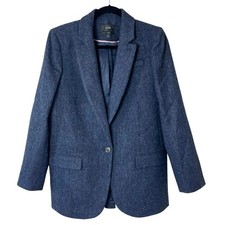 J. Crew Alfie Blazer Navy English Wool Herringbone Preppy Heritage Classic Sz 10